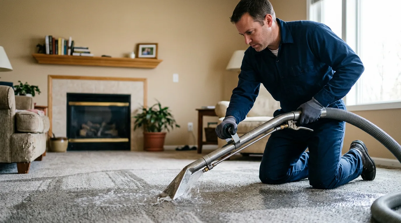 Water damage restoration technician working near Hoople, ND